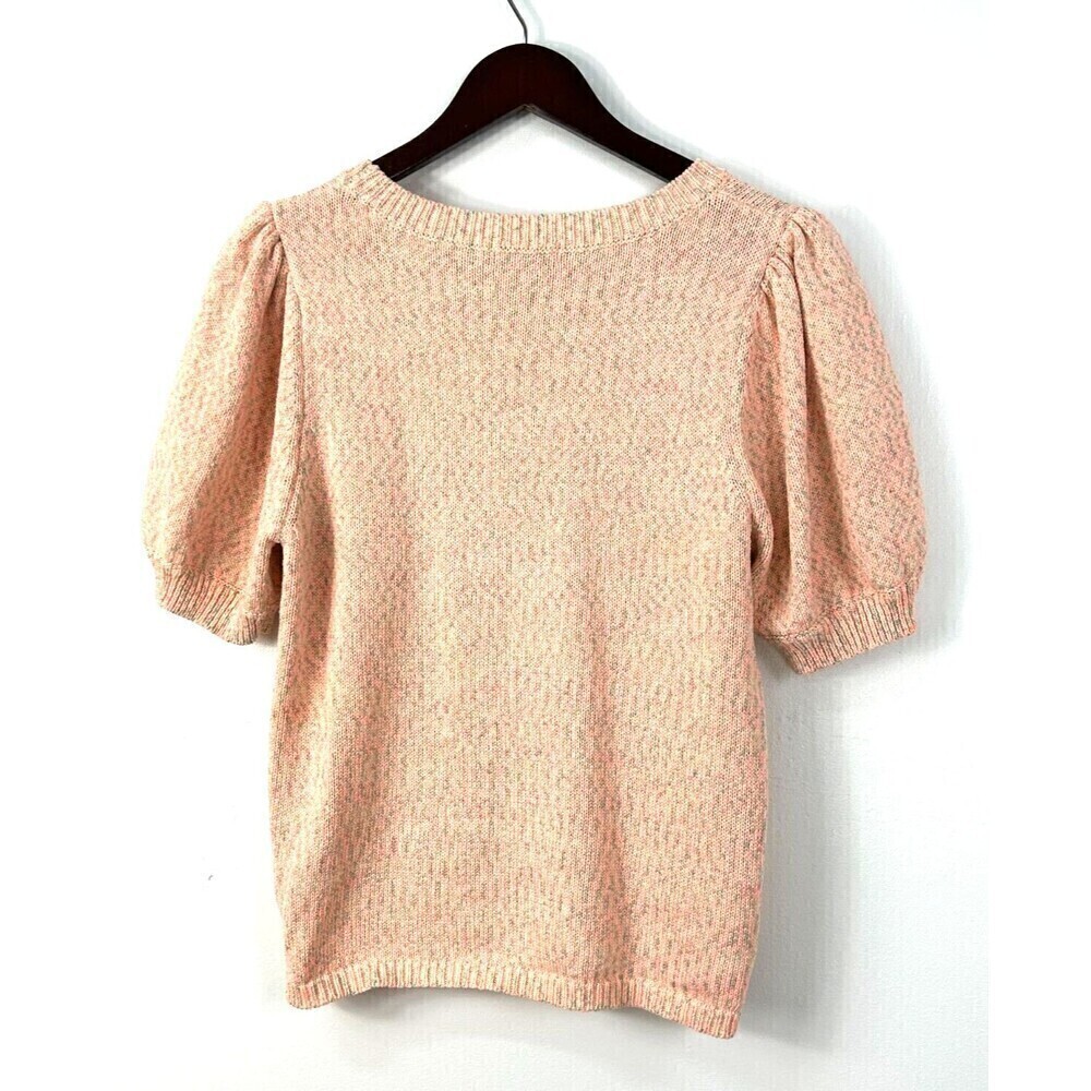 Fate Women Sz L Sweater Peach Puff Short Sleeve Crew Neck Cotton Blend Knit R3 - Picture 6 of 12